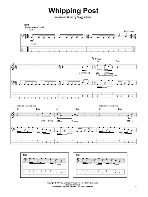 allman brothers whipping post bass tabs